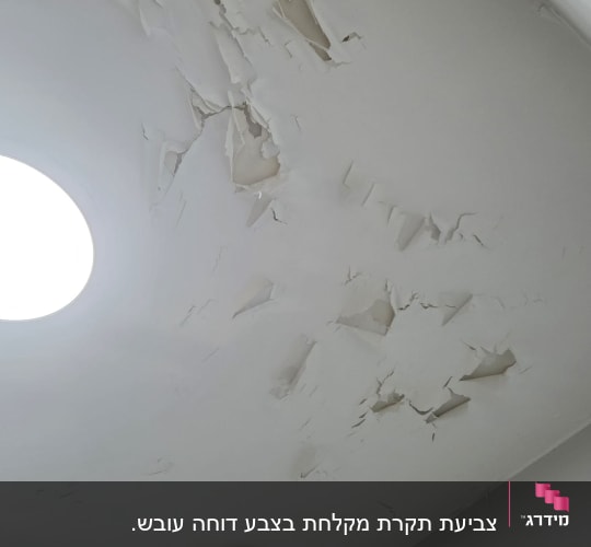 תקרה עם קילופי צבע ונזקי רטיבות